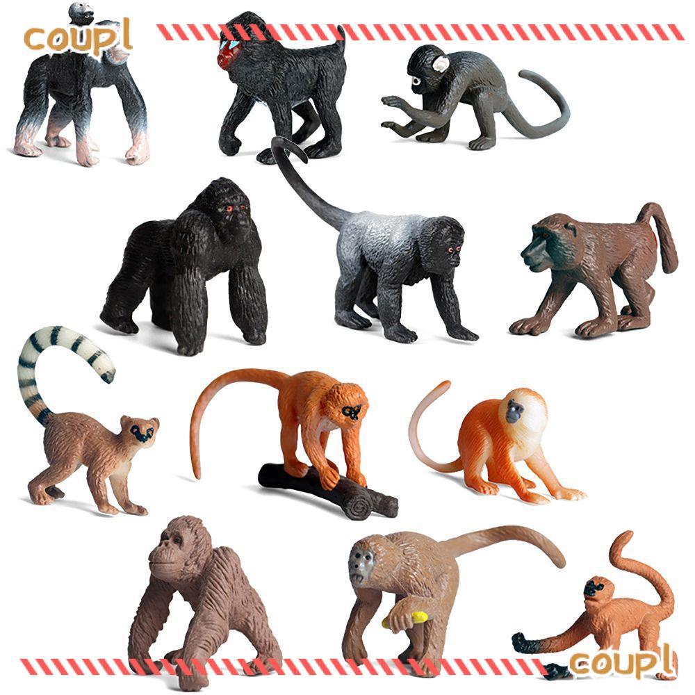 COUPL 6PCS Orangutans Figurine ของขวัญที่สมจริงการเรียนรู้จําลอง Gibbon Cubs