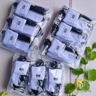 12 pasang dan 6 pasang kaos kaki Anak Sekolah SD/SMP/SMA Computer Hitam-putih hitam polos kaos kaki sekolah pendek tebaL