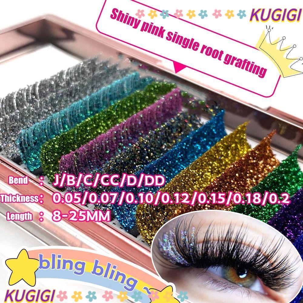 KUGIGI Glitter False Lashes ธรรมชาติ Curl Shiny Eye Lashes