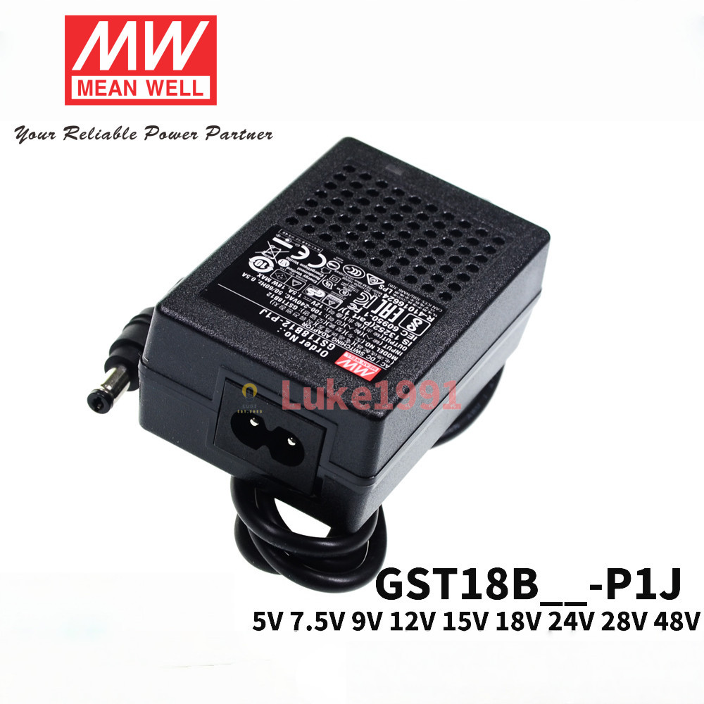 MEAN WELL GST18B07-P1J Power Adapter GST18B09/B12/B24/B48-P1J 7.5V 9V 12V 24V 48V Ready Stock