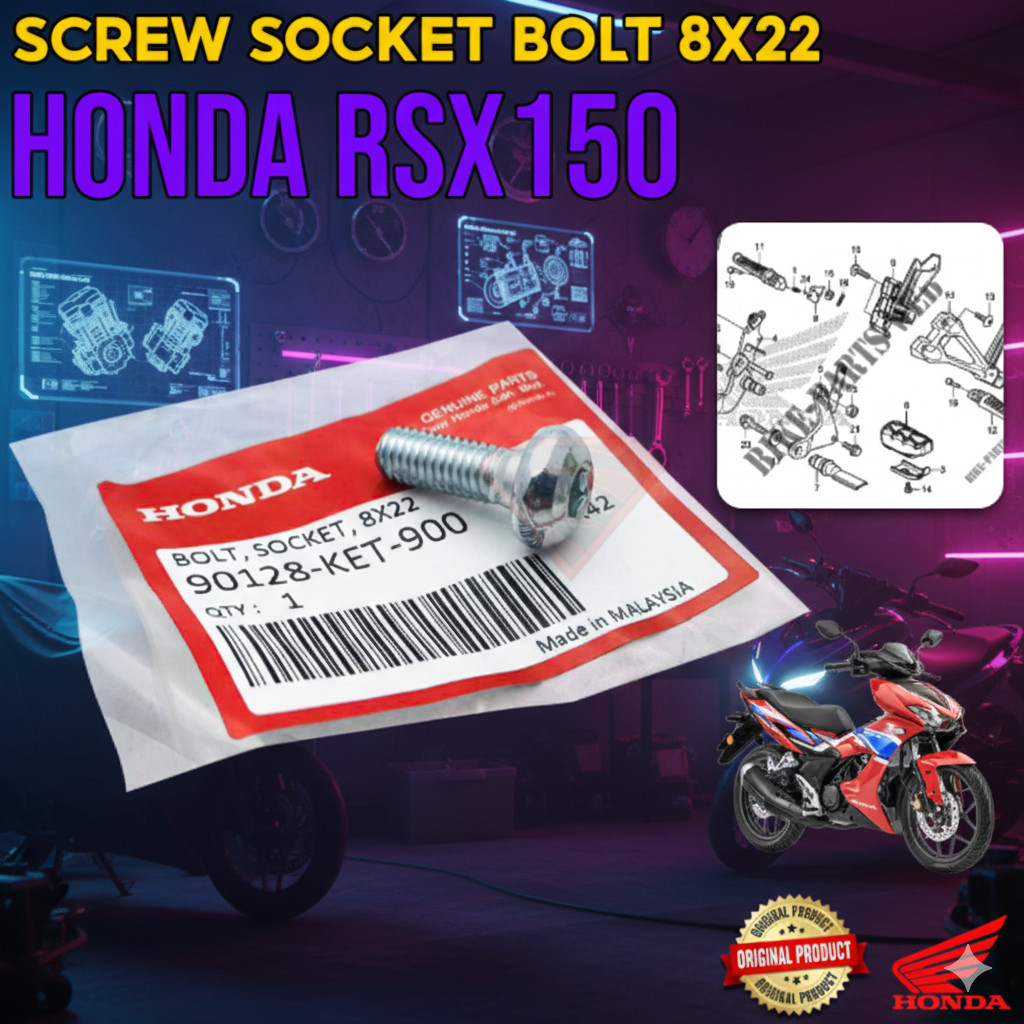 HONDA RS150 V1 V2 / RSX150 BOLT SOCKET 8X22 SKRU SCREW RS150R RS-X 90128-KET-900