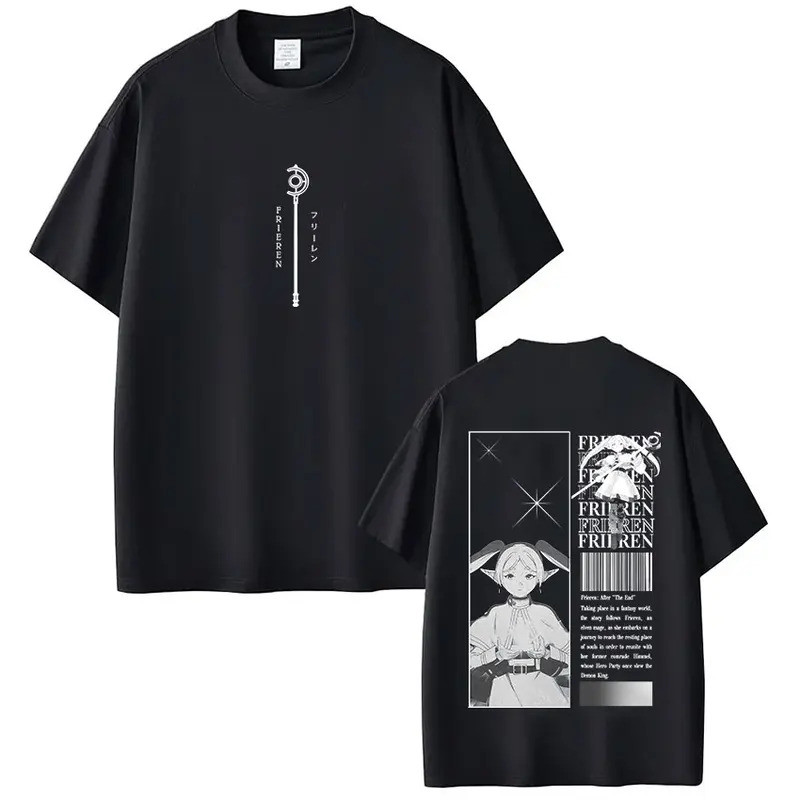 อะนิเมะ Frieren_ Beyond Journeys End T เสื้อ Frieren มังงะ Harajuku เสื้อยืด Lelaki Wanita Lengan Ka