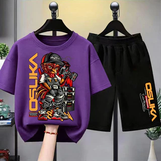 ชุดเสื้อเชิ้ตแขนสั้นและกางเกงขาสั้นฟาร์มสไตล์ไทย สำหรับเด็ก COD เสื้อผ้าเด็ก ดีไซน์ทันสมัย เสื้อผ้าเด็