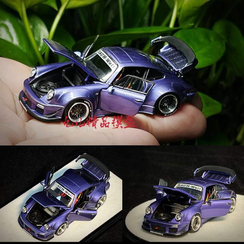 PGM Limited Edition 1: 64 Porsche RWB930 สีม่วงจําลองโลหะผสมเปิดเต็มรูปแบบของสะสมรถรุ่น