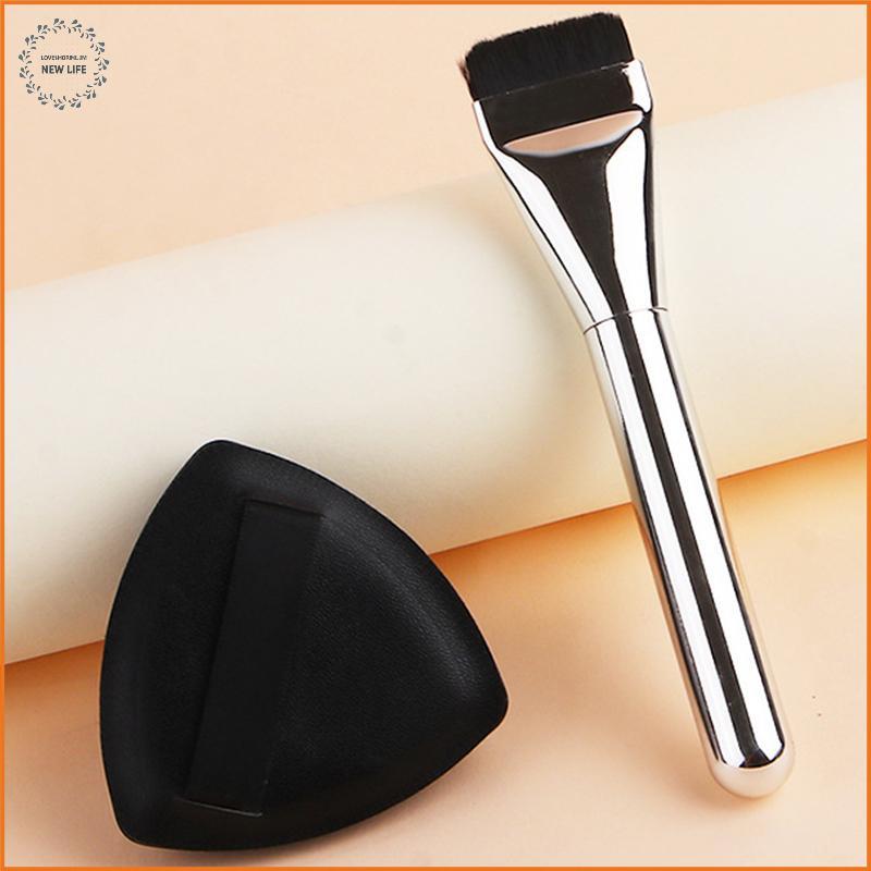 [LS] แปรงรองพื้นหัวแบน 3-In-1 และ Bla พัฟแต่งหน้าเครื่องปั่นฟองน้ําหัวบางเฉียบ Traceless คอนซีลเลอร์