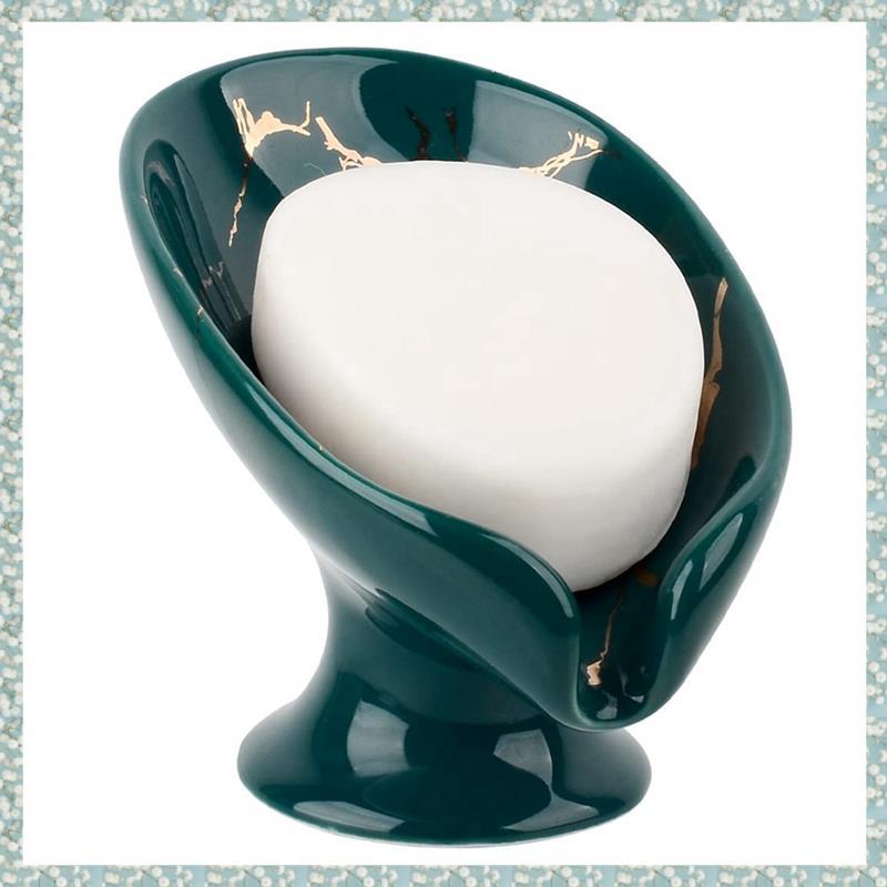 [h5bl3j6wj.ph] จานสบู่, ที่วางสบู่เซรามิก Self Draining Marble Look Leaf-Shape จานสบู่สําหรับห้องน้ํ
