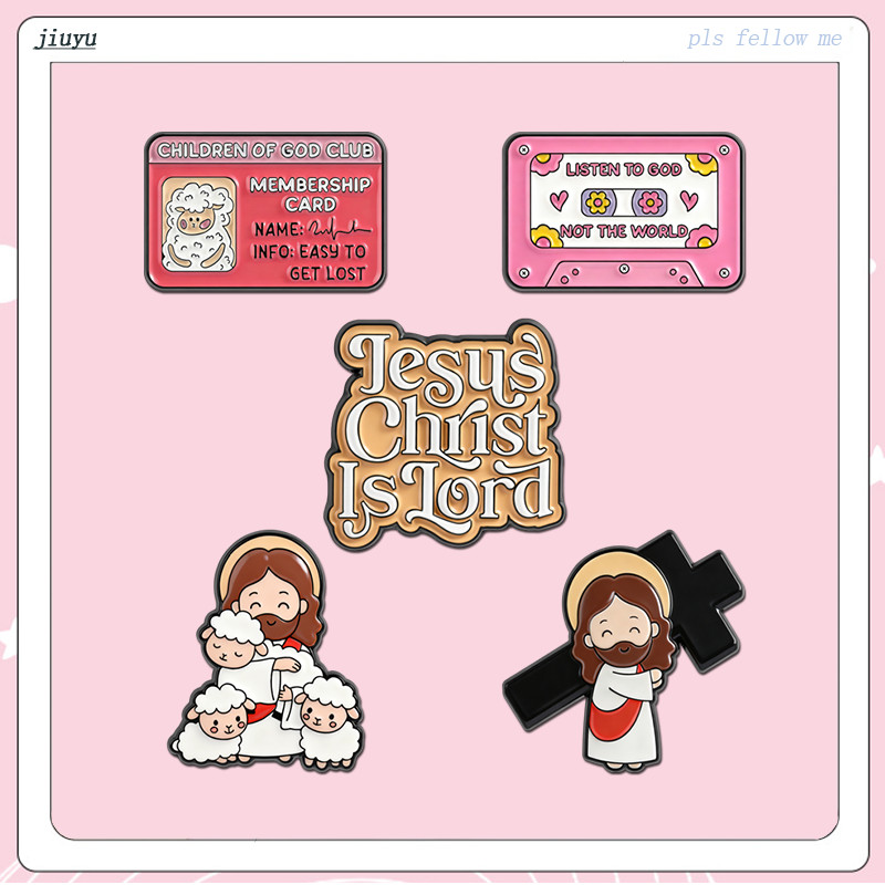 เข็มกลัดสัญลักษณ์คริสเตียน ลายสัตว์น่ารัก สำหรับตกแต่งเสื้อผ้าและกระเป๋าเป้