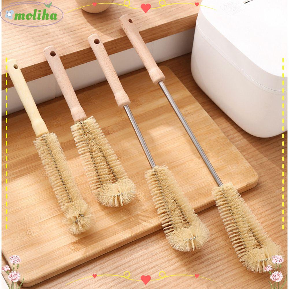 Moliha แปรงทําความสะอาดห้องครัว ด้ามจับไม้ ใช้ซ้ําได้ เครื่องมือซักผ้า
