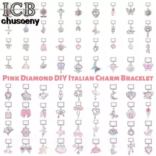 สร้อยข้อมือสแตนเลส DIY สไตล์charmหัวใจอิตาเลียน สีชมพู ขนาด9มม. เพิ่มความสวยงามให้คุณ