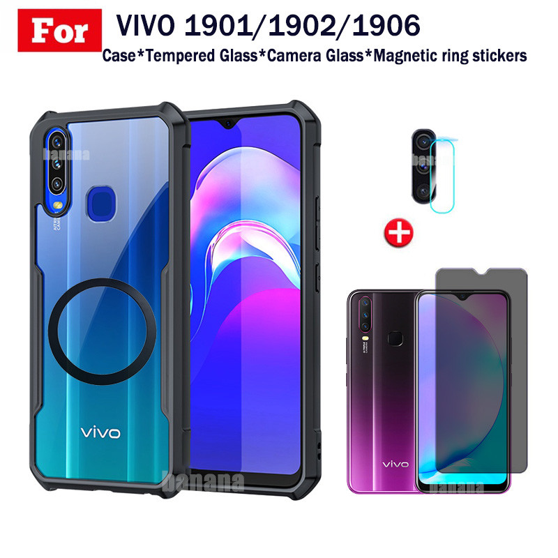 4 in 1 Vivo 1901 1902 1906 เคสโทรศัพท์กันกระแทกแม่เหล็กชาร์จไร้สายสติกเกอร์สําหรับ Vivo 1807 1817 18