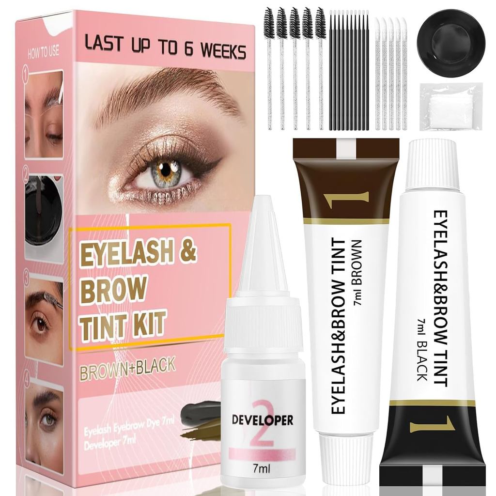 Eyelash&EyebrowColorKit,2in1ProfessionalLash&BrowColorKitLashColorKitwithBrushLongLastEffectUpto6wee