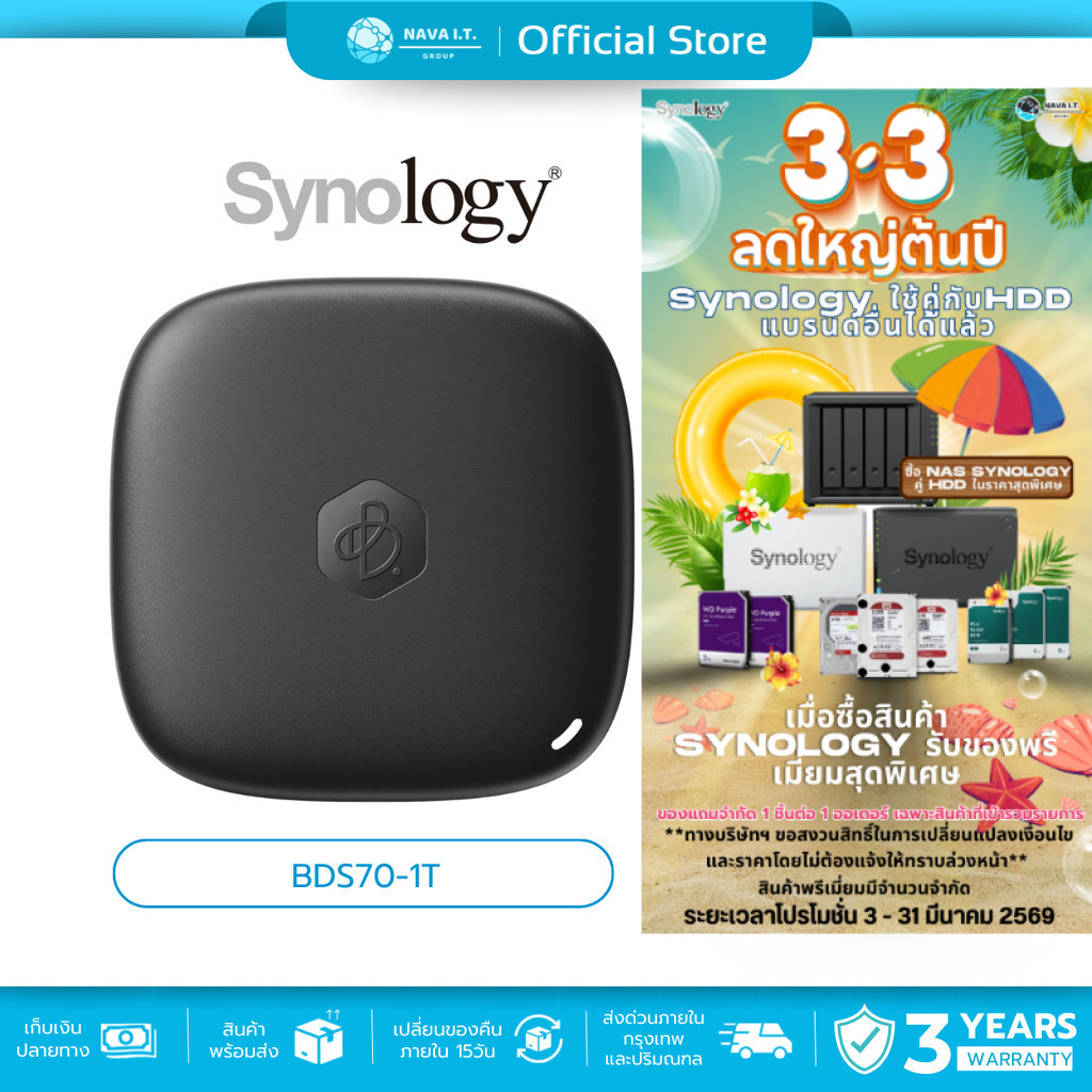 (มีส่งด่วน) SYNOLOGY BEEDRIVE BDS70-1T 1TB TYPE-C PERSONAL DATA KEEPER ประกัน 3 ปี