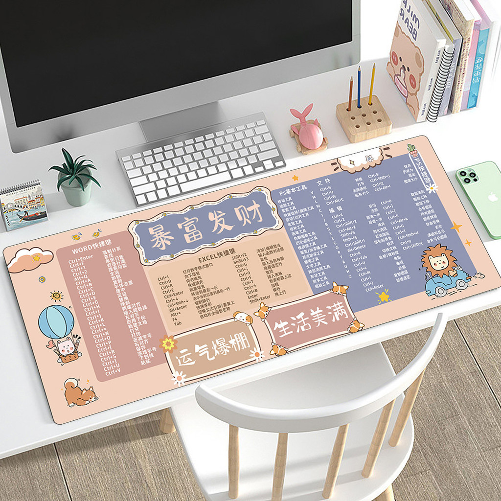 ~~ Office แผ่นรองเมาส์แป้นพิมพ์ลัดขนาดใหญ่ ps คอมพิวเตอร์ wps Anti-slip CAD แป้นพิมพ์ภาษาอังกฤษ Pad 