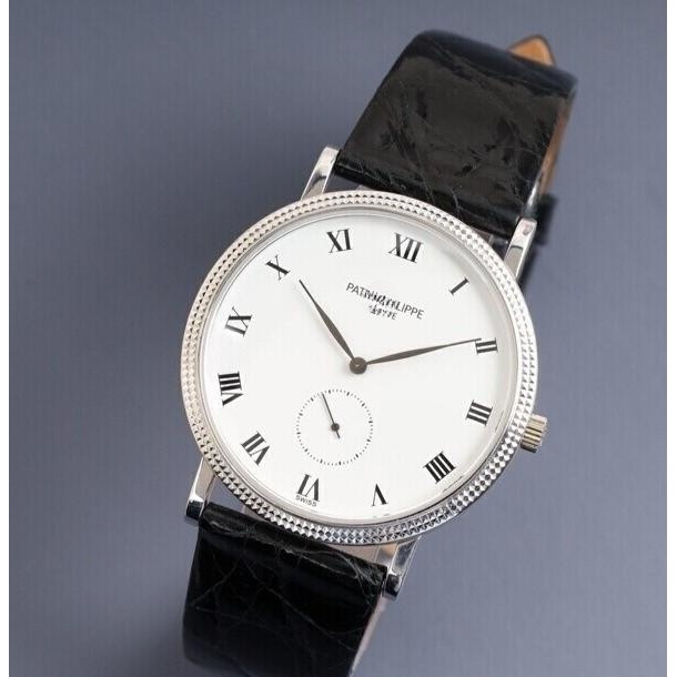 Patek PhilippePatekPPOhilippe Paris Stud 18K White Gold Mechanical 33mm ยุคกลางนาฬิกาผู้ชาย 3919G