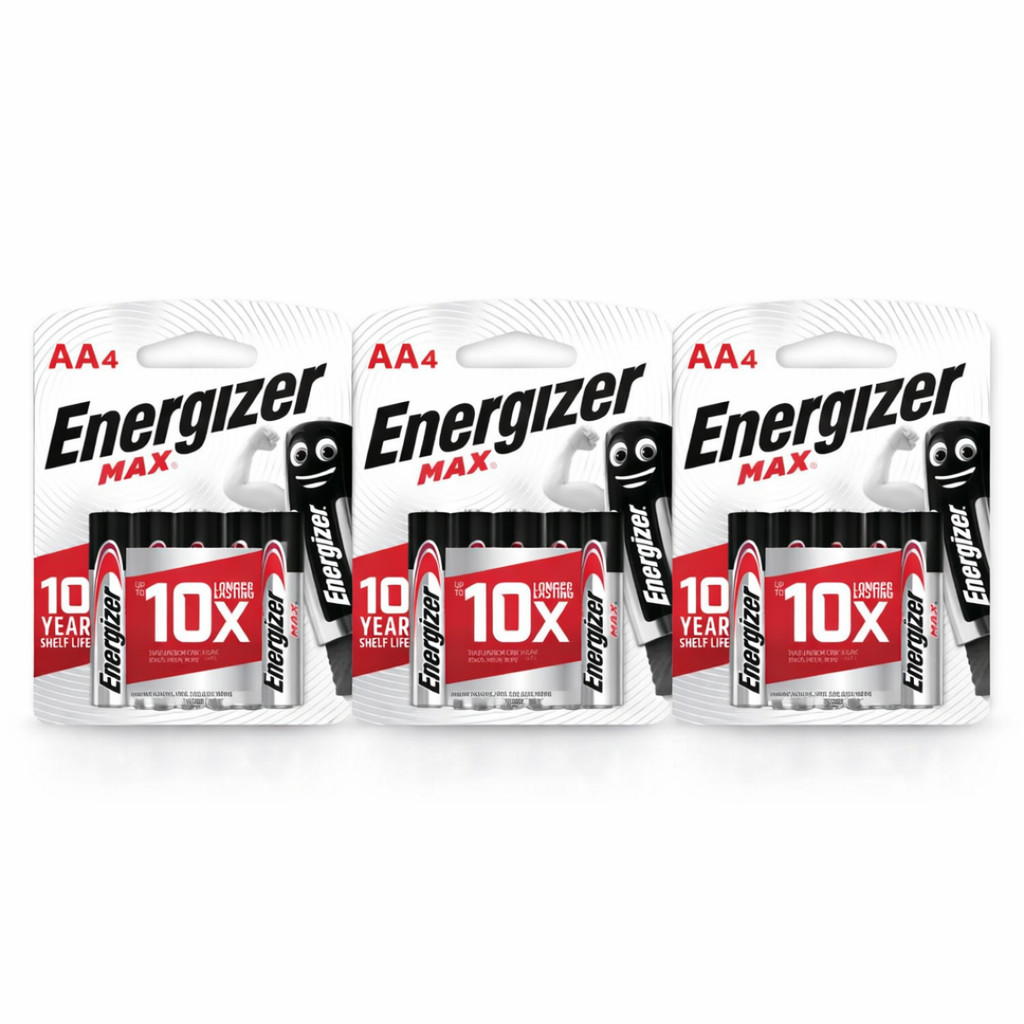 (แพ็ก4 x3) ถ่านอัลคาไลน์ Energizer Max AA แพ็ก 4 ENERGIZER ALKALINE MAX E91 BP4 AA x3