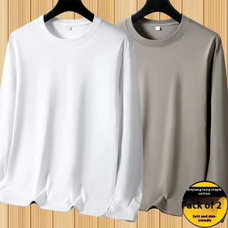 เสื้อยืดแขนยาวผู้ชาย ใส่สบายและนุ่ม ระบายอากาศได้ดี สไตล์ลำลอง