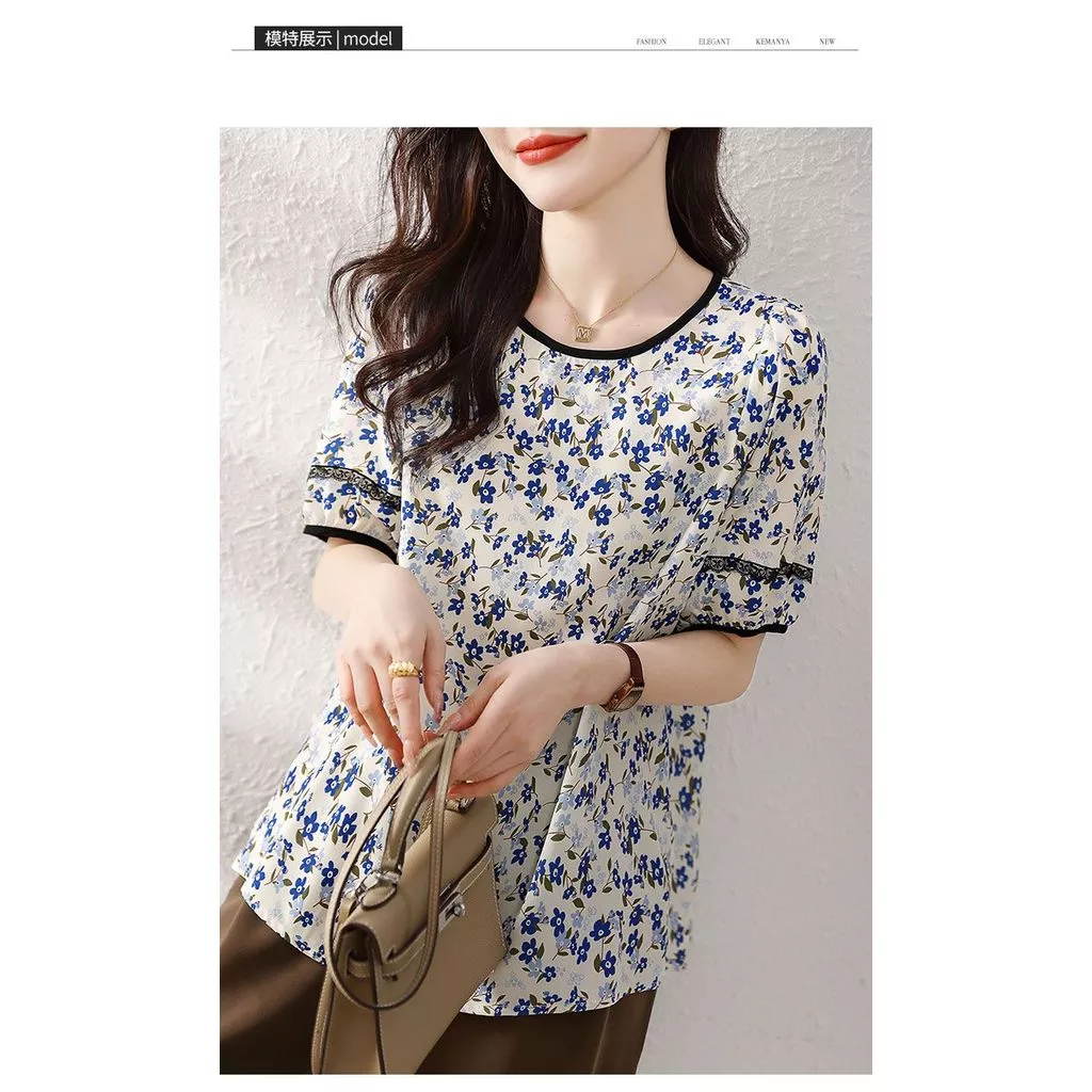 Breeze เสื้อผู้หญิงแขนสั้นลายดอกไม้ ไซส์ S-XL ทรงหลวมสไตล์เกาหลี thumbnail 10