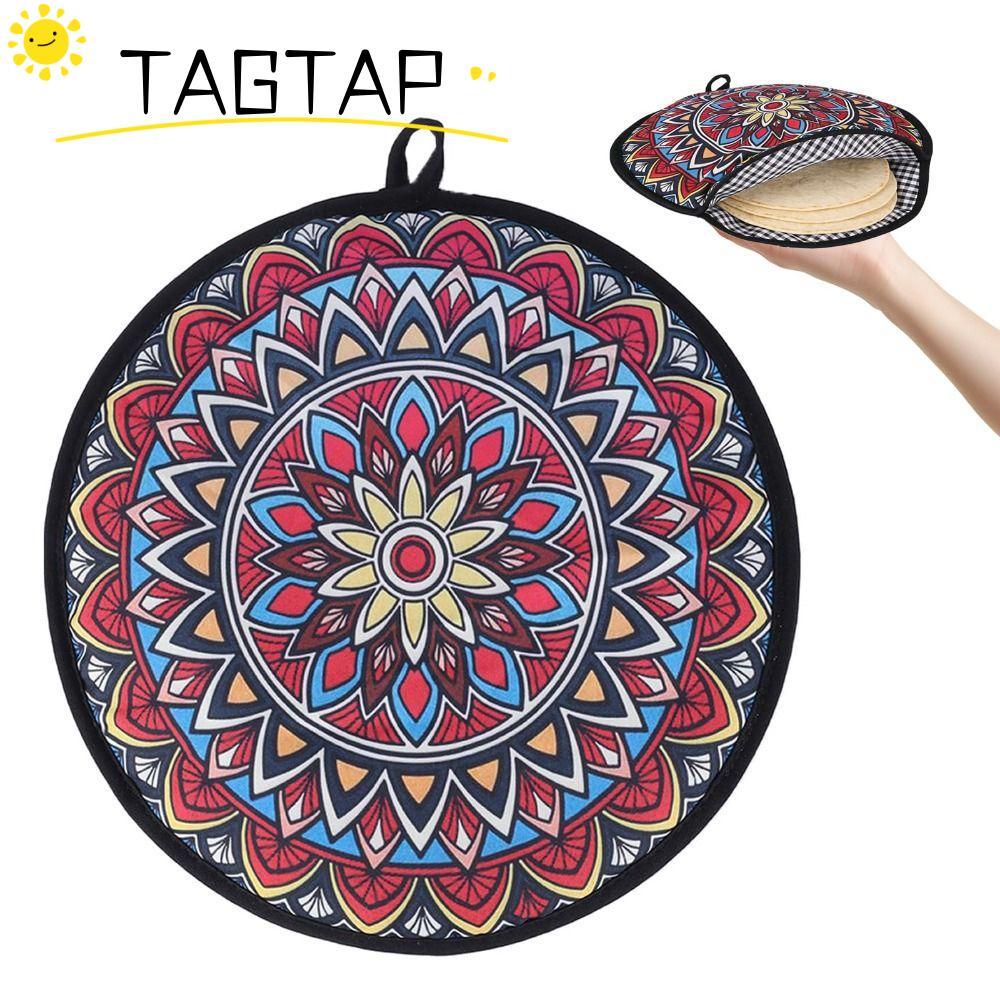 TAPTAP กระเป๋าอุ่น Tortilla, Microwavable 12 นิ้ว Tortilla Keeper, สไตล์ชาติพันธุ์นํากลับมาใช้ใหม่ฉน