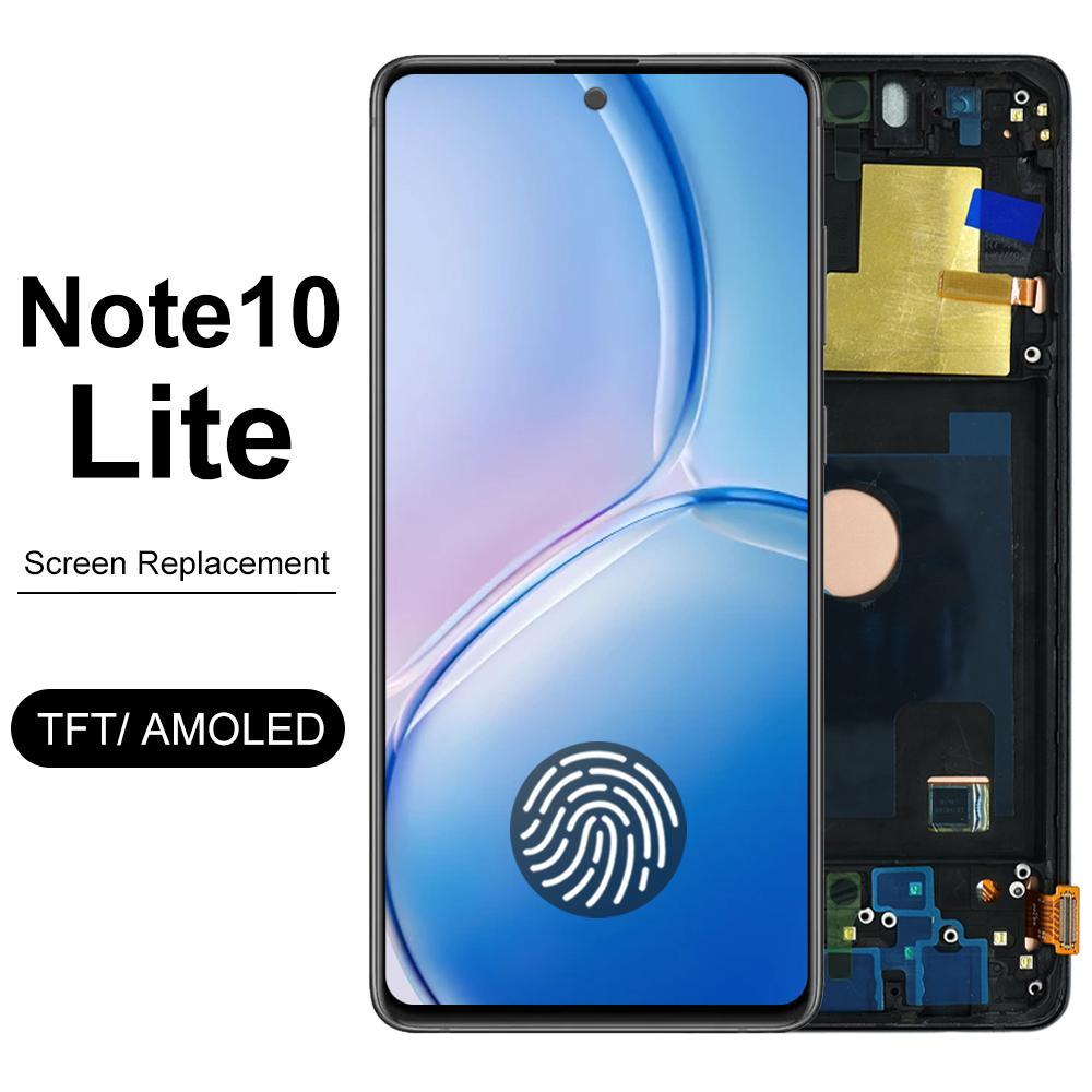 AMOLED LCD กรอบสําหรับ Samsung Galaxy Note10 Lite N770F N770F/DS LCD Dispaly Touch Screen Digitizer 