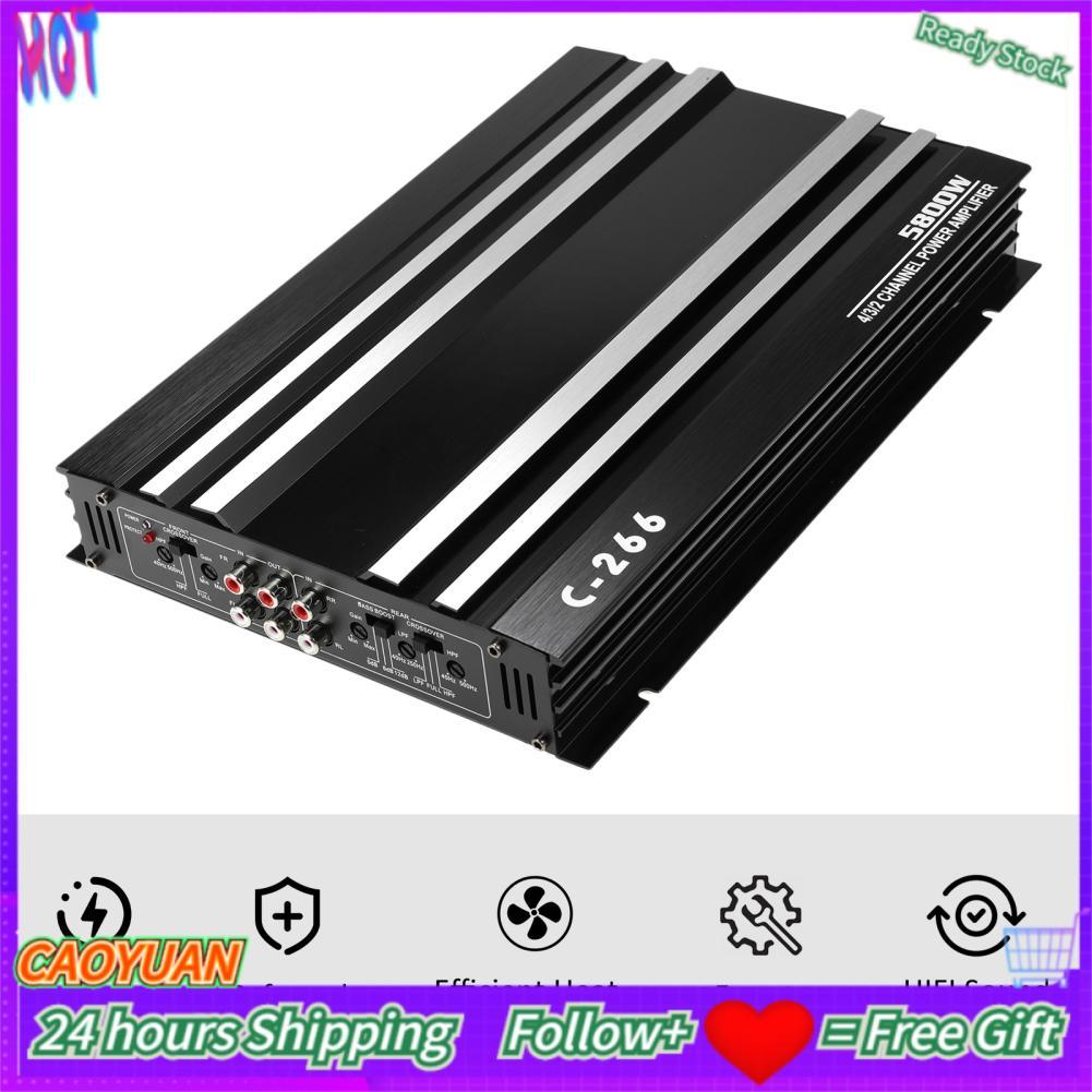 Caoyuanstore Caoyuanstore เครื่องขยายเสียงรถยนต์ 12V 4 Channel High Audio Speaker สีดำ