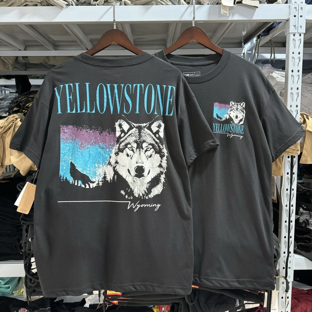 Outlet Single YELLOWSTONE Yellowstone Park Wyoming Culture Shirt เสื้อยืดแขนสั้นสำหรับผู้ชายและผู้หญ