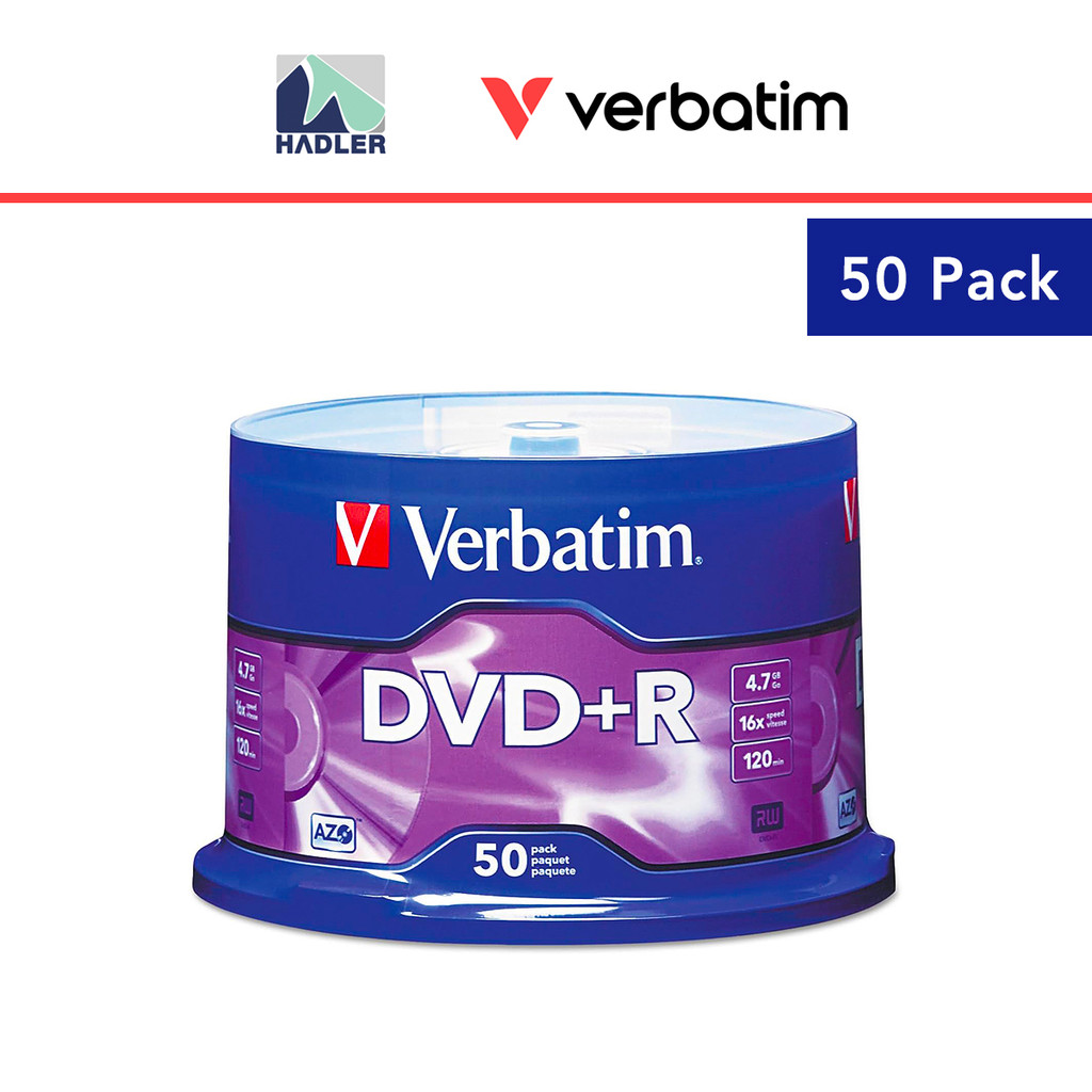 Verbatim DVD+R 4.7GB 16X 120min แผ่นบันทึกเปล่า [50 ชิ้น]