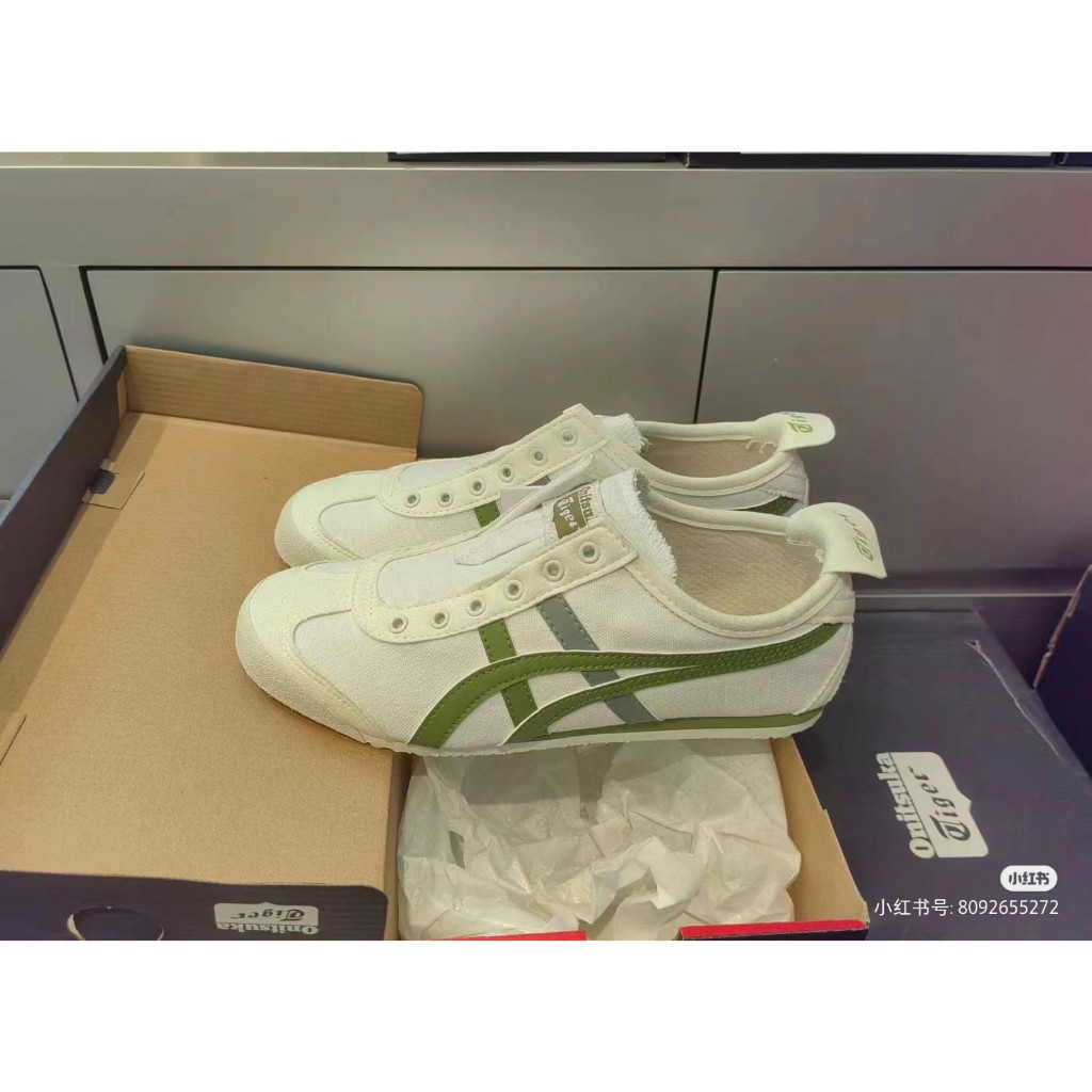 ESGK Onitsuka Tiger MEXICO 66 Slip-on Lazy Shoes One Foot Pedal Shock Absorbing, น้ําหนักเบา Low-top