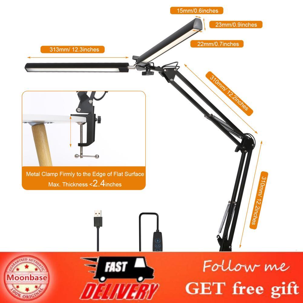 moonbase Neoglint D C5V 2A 24W 120LEDs สวิงอาร์มโคมไฟตั้งโต๊ะพร้อม CLAMP สถาปนิกตารางแสง 3 อุณหภูมิส