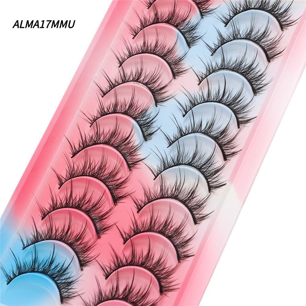 ALMA17MMU 10 คู่คอสเพลย์ Lashes Spky ขนตาปลอมธรรมชาติ Cat-Eye แต่งหน้า Dramatic Mink Lashes