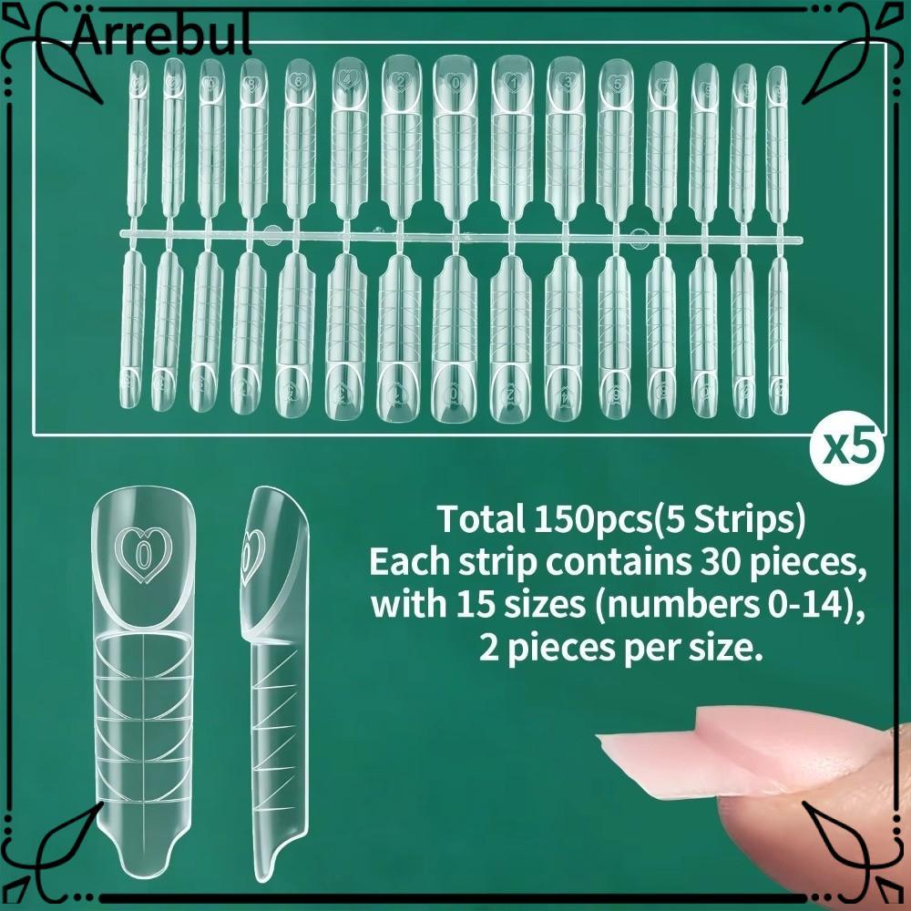 AREBUL 75/150 ชิ้นต่อเล็บ,โปร่งใสนํากลับมาใช้ใหม่พื้นที่เล็บรูปแบบ,พลาสติก 15 ขนาดโพลีเจลรูปแบบ Home