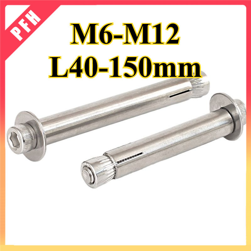 พุ๊ก สแตนเลส304 Shoulder Hex  พุกเหล็ก มีเขี้ยว สตั๊ดโบล์ท ปุ๊กเหล็ก Bolt พุกเหล็ก ผลิตจากเหล็กคุณภาพดี M6/M8/M10/M12 * L40-150mm(ZH-PFH1)