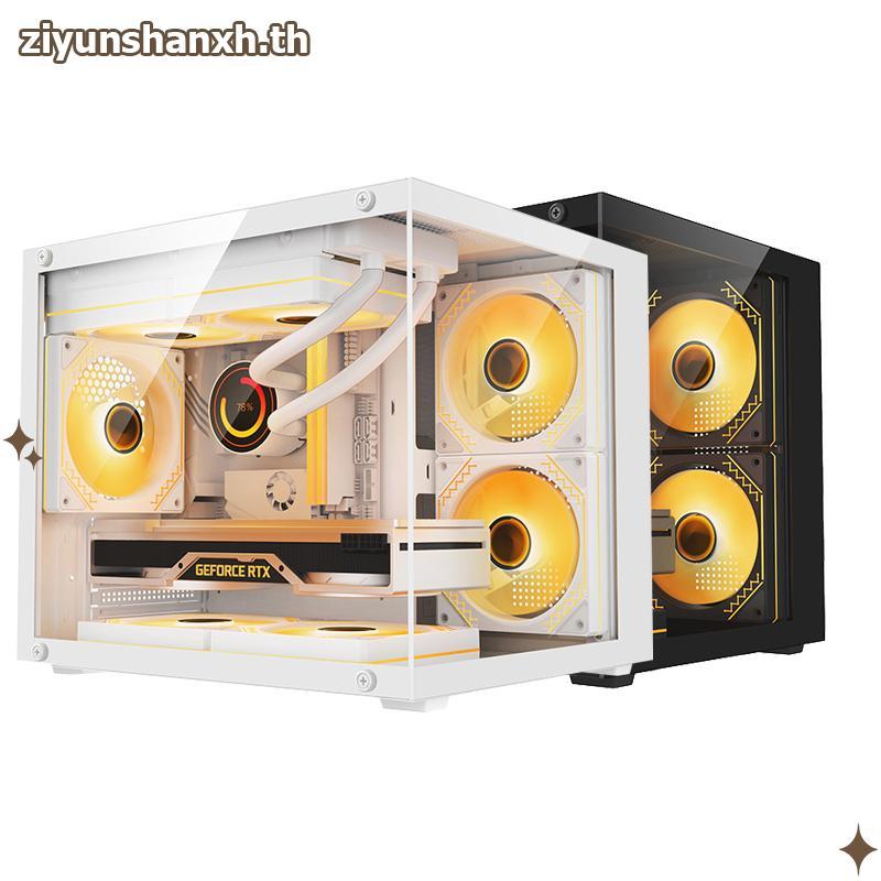 ZY Mini โปร่งใสคอมพิวเตอร์เดสก์ท็อป PC Tower สําหรับ M-ATX/ITX เมนบอร์ด 320 มม.GPU กราฟิกการ์ดความยา