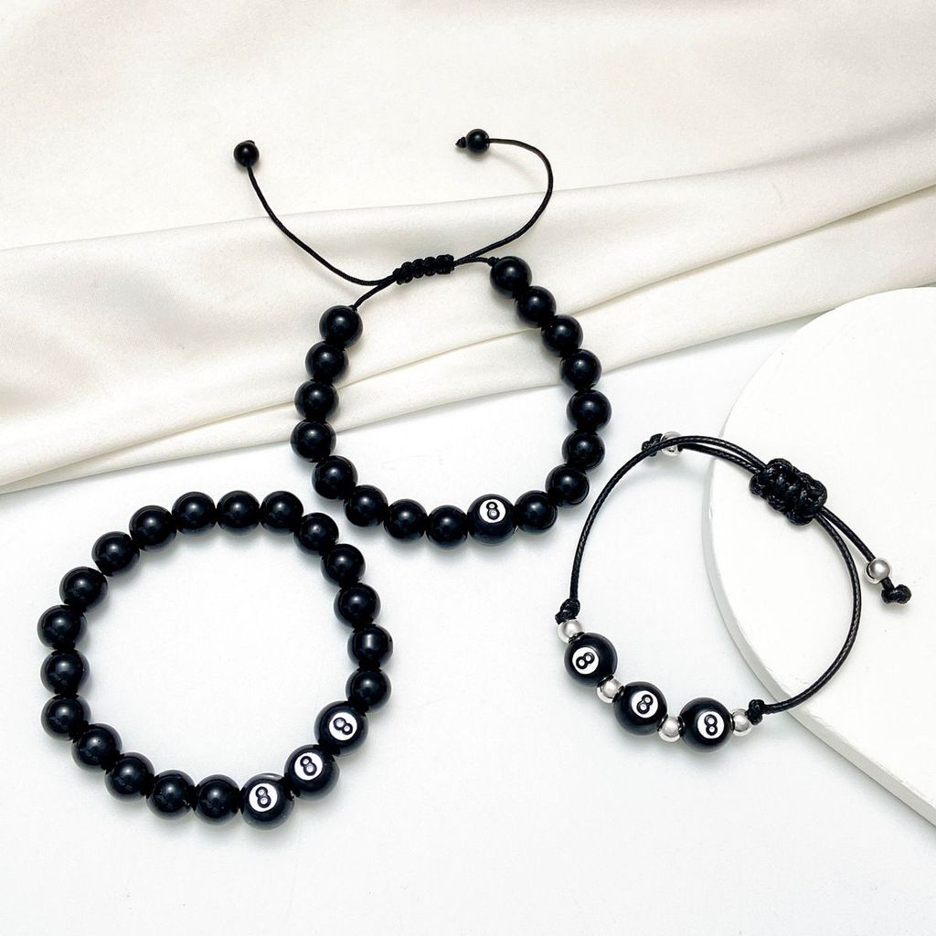 Hot Sale#New basketball and billiard black8Baseball Beaded Bracelet ins Unique Men's Bracelet Jewelr
