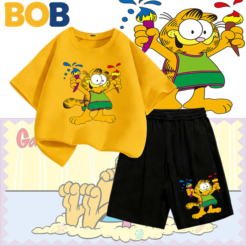 【จัดส่งไทย】2ชิ้น BOB เสื้อผ้าเด็กผู้ชาย การ์ตูนการ์ฟีลด์ ผ้าฝ้ายระบายอากาศ ชุดเซ็ท สุดน่ารัก ฮิตที่สุด#4