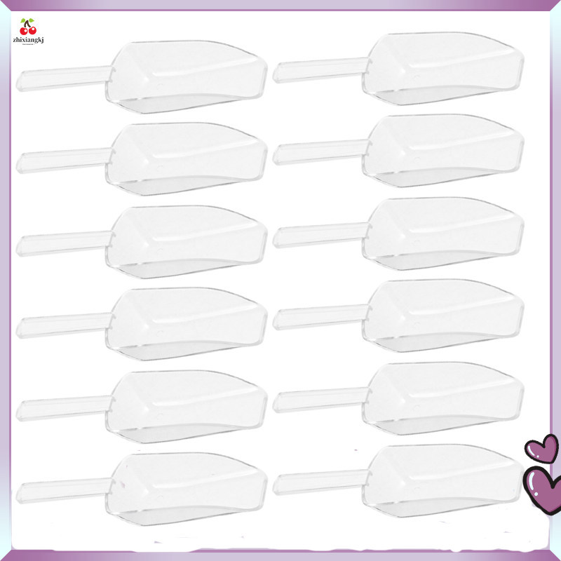 12 ชิ้นตักน้ําแข็ง: บุฟเฟ่ต์น้ําตาล Cube Shovel - ช้อนแป้งครัวพลาสติก - Candy Scoops สําหรับเมล็ดกาแ