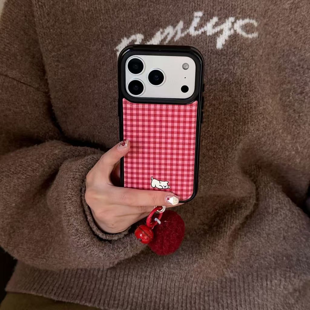 Rose Red Plaid Red Bell เหมาะสําหรับเคสโทรศัพท์ 17PROMAX สไตล์ใหม่ 17Pro Redmi K90/NOTE14