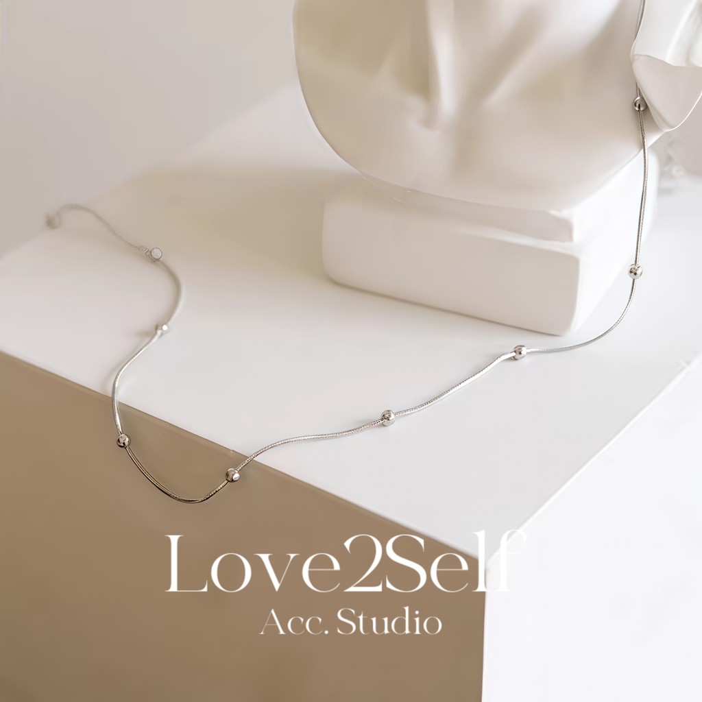 Love2selfX138 สตรี Minimalist Beaded Snake Chain Necklace | Hypoallergenic Stainless Steel NonTarnish กันน้ํา | 45+5 ซม. Layering Daily Choker
