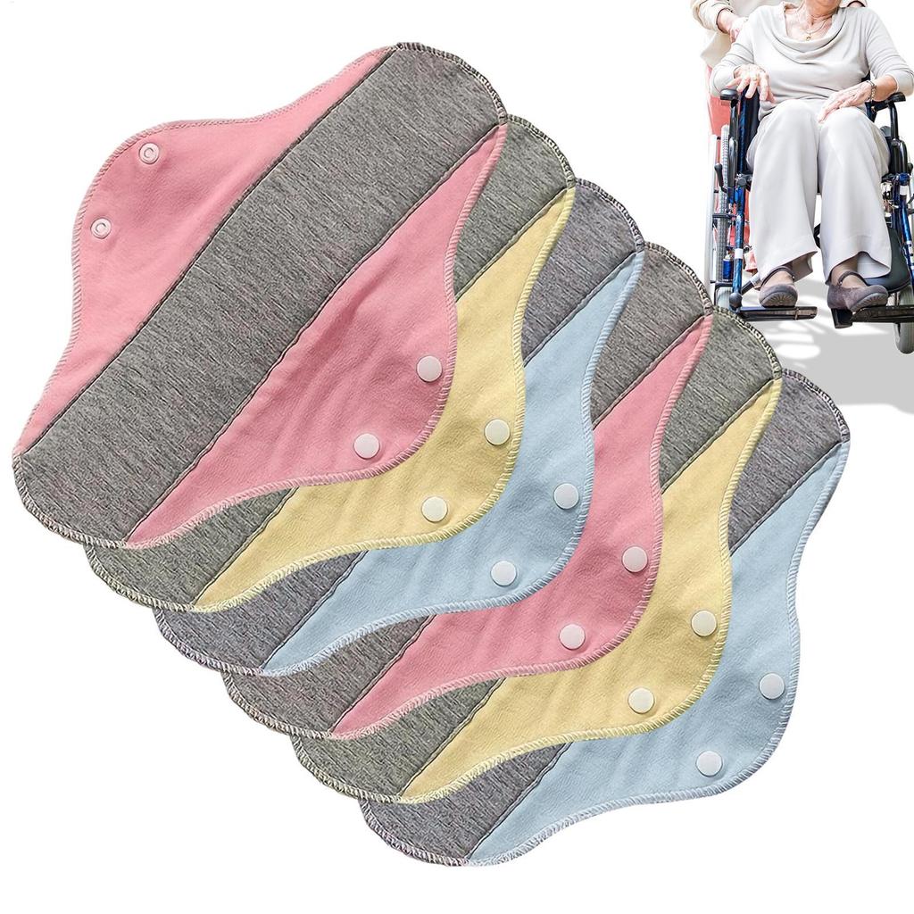 แผ่นอนามัยแบบใช้ซ้ําได้ 6 ชิ้น Soft Washable Breathable ผ้าเช็ดปากสําหรับผู้สูงอายุปัสสาวะหลังคลอด Recovery Daily ometyth