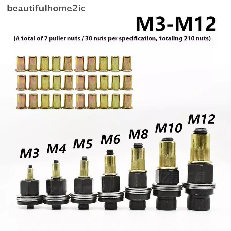 [ใหม่] 11 ชิ้นคู่มือ Riveter Nut เครื่องมืออุปกรณ์เสริมสําหรับถั่ว M3 M4 M5 M6 M8 M10 M12 ง่ายติดตั้ง Hand Rivet Nut [TH]