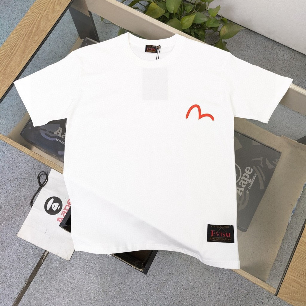 EVISU/God of Fortune 2026 ขนาดใหญ่ 6XL Star คลาสสิกรอบคอแขนสั้นเสื้อยืดผู้ชายผู้หญิง Original Design