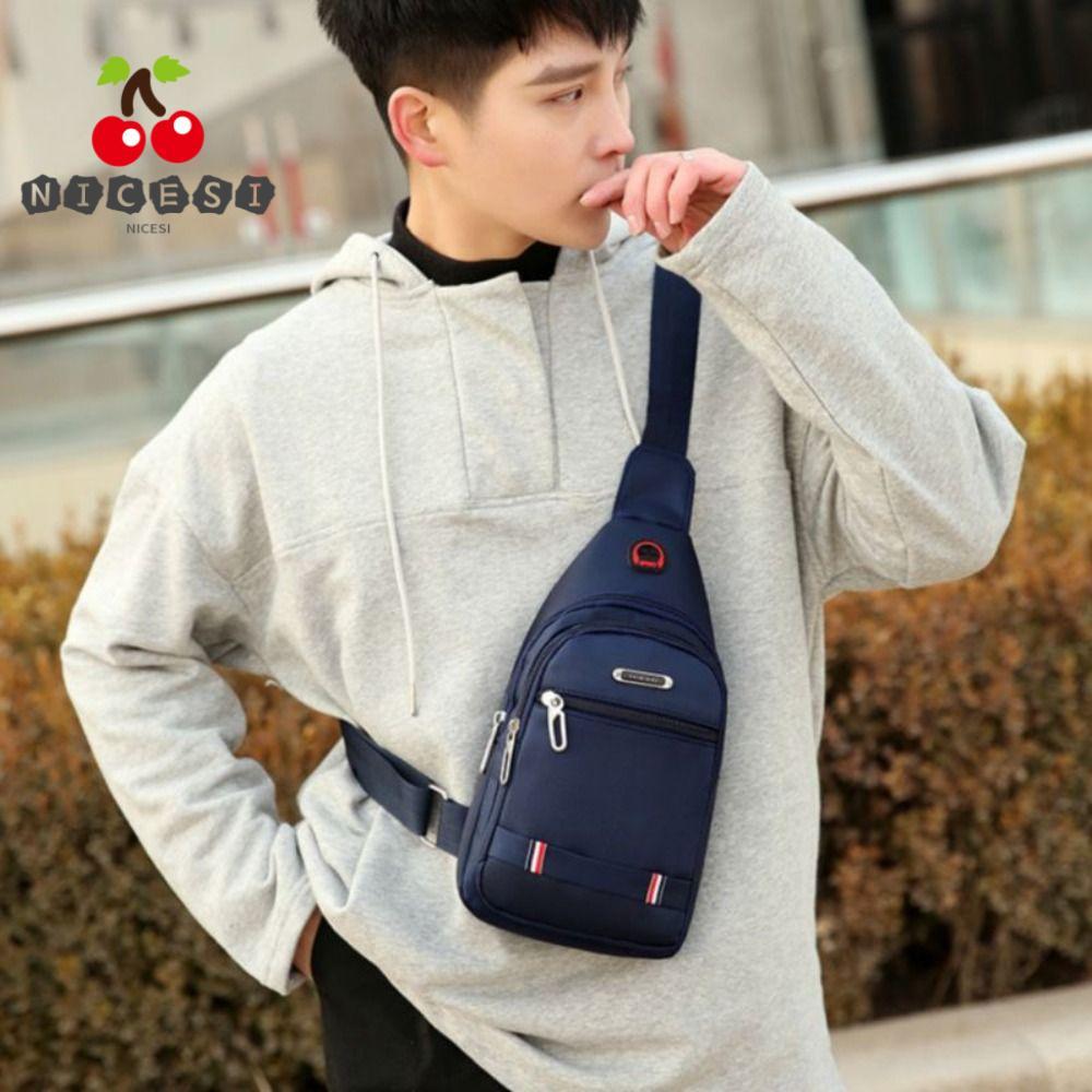 NICESI Men Messenger กระเป๋า, สี่เหลี่ยมผืนผ้าสีดําสีฟ้าสีเทาสีน้ําตาลผู้ชายกระเป๋า Crossbody, ผ้า U