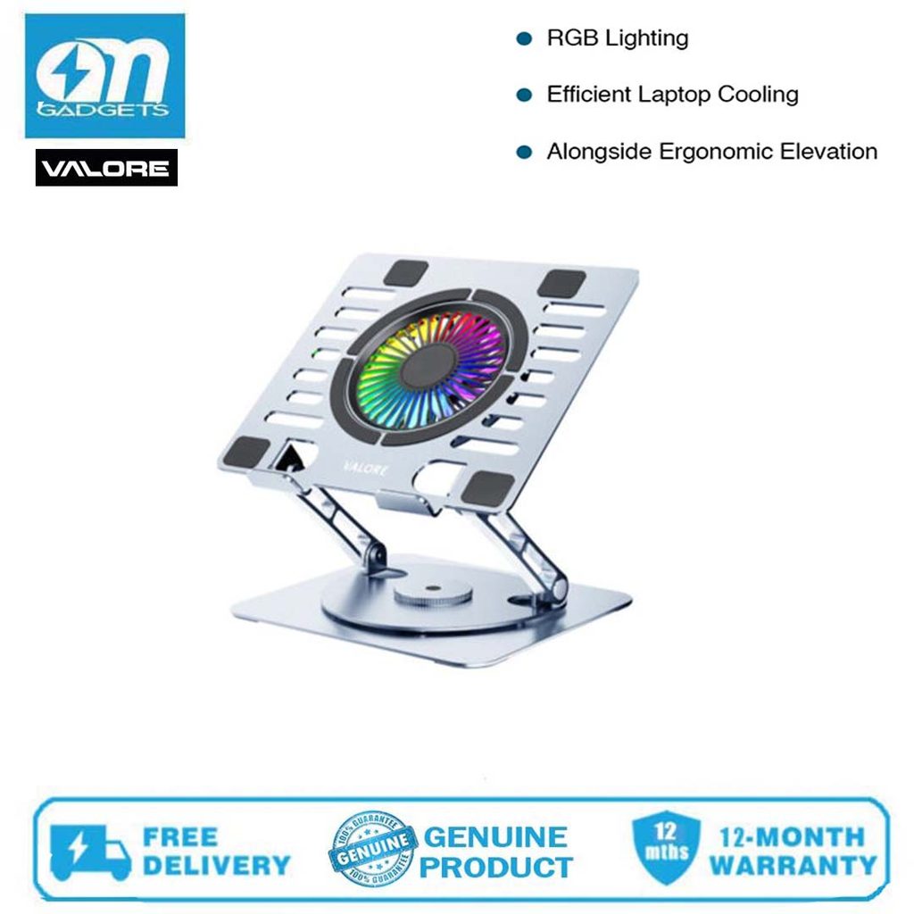 Valore HL-001 ขาตั้งแล็ปท็อปแบบปรับได้พร้อมพัดลมระบายความร้อนและไฟ RGB