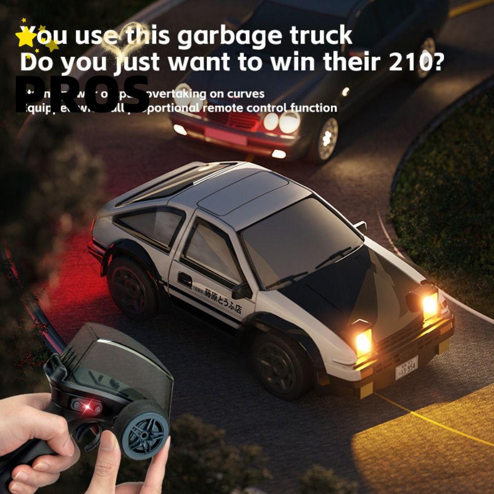 PROS RC Drift Car, Racing Sports 1/64 MINI AE86 RC Stunt Car, พลาสติกสีดําไฟฟ้ารีโมทคอนโทรลรถแข่งผู้