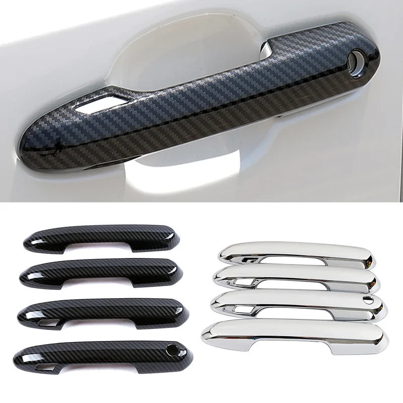 สําหรับ Toyota Rav 4 Rav4 2019-2025 คาร์บอนไฟเบอร์สีมือจับประตู ABS ตกแต่ง Protector Chrome Trim 2 ส