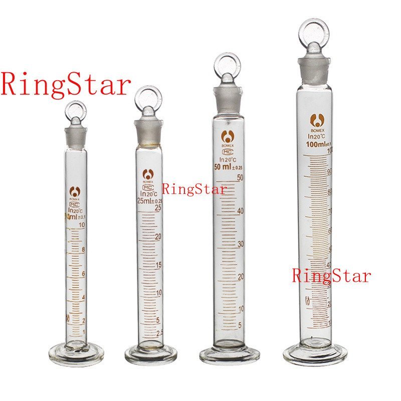 [COD]Glass Measuring Cylinder with Stopper 10/25/50/100/250/500/1000ml Graduated Cylinder Glass Stop