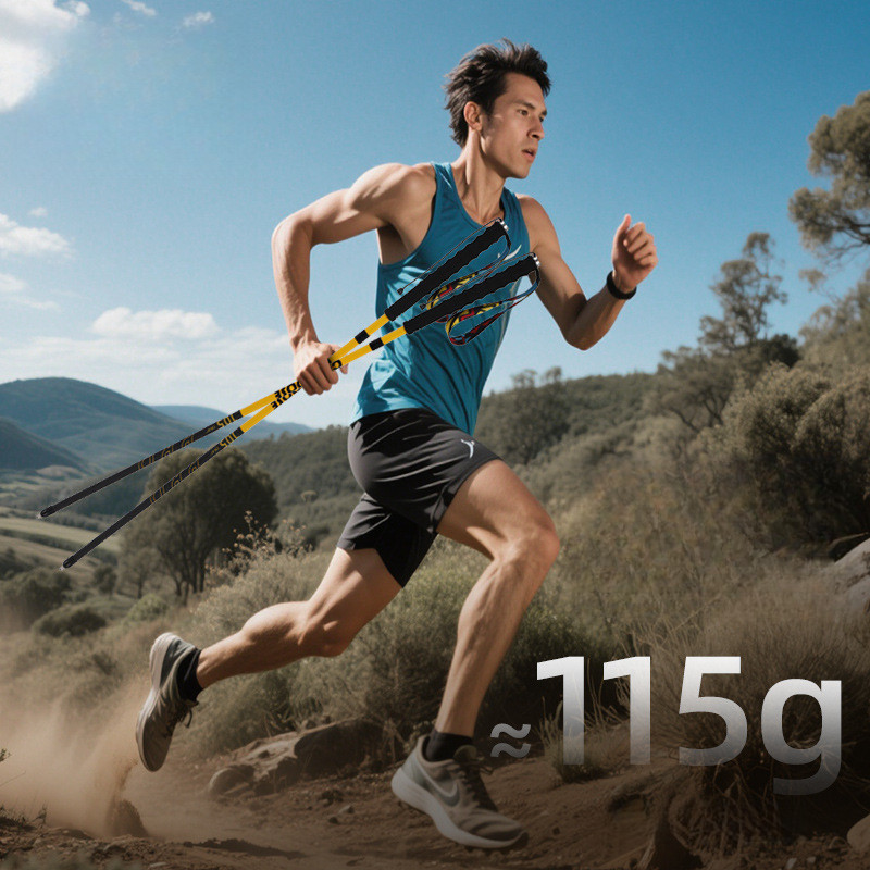 3k คาร์บอนไฟเบอร์ Cross Country Running Pole 115g พับ Trekking Pole กลางแจ้ง Trekking Walking Pole