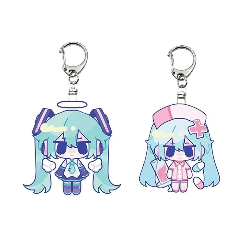 น่ารัก Hatsune Miku อะนิเมะ Vocaloid Mica อะคริลิค Chibi พวงกุญแจสําหรับตกแต่งกระเป๋าเป้สะพายหลัง กร