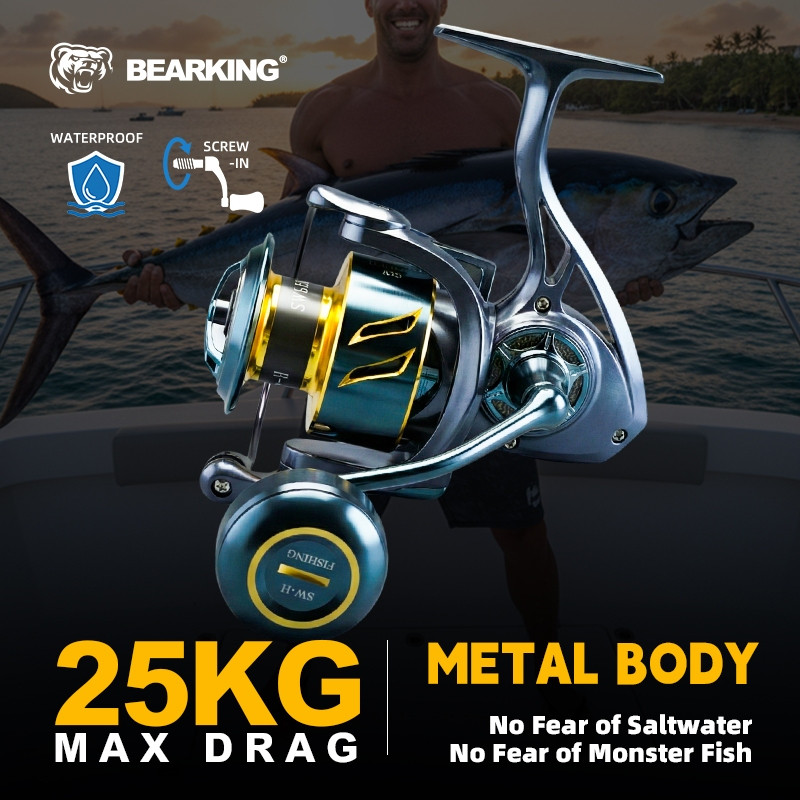 BEARKING SW-H Spinning Reel 25KG .series 4000-7000 ทนทานต่อแรงดึงสูง พร้อมระบบป้องกันน้ำ เหมาะสำหรับการตกปลาทั้งน้ำจืดและน้ำเค็ม