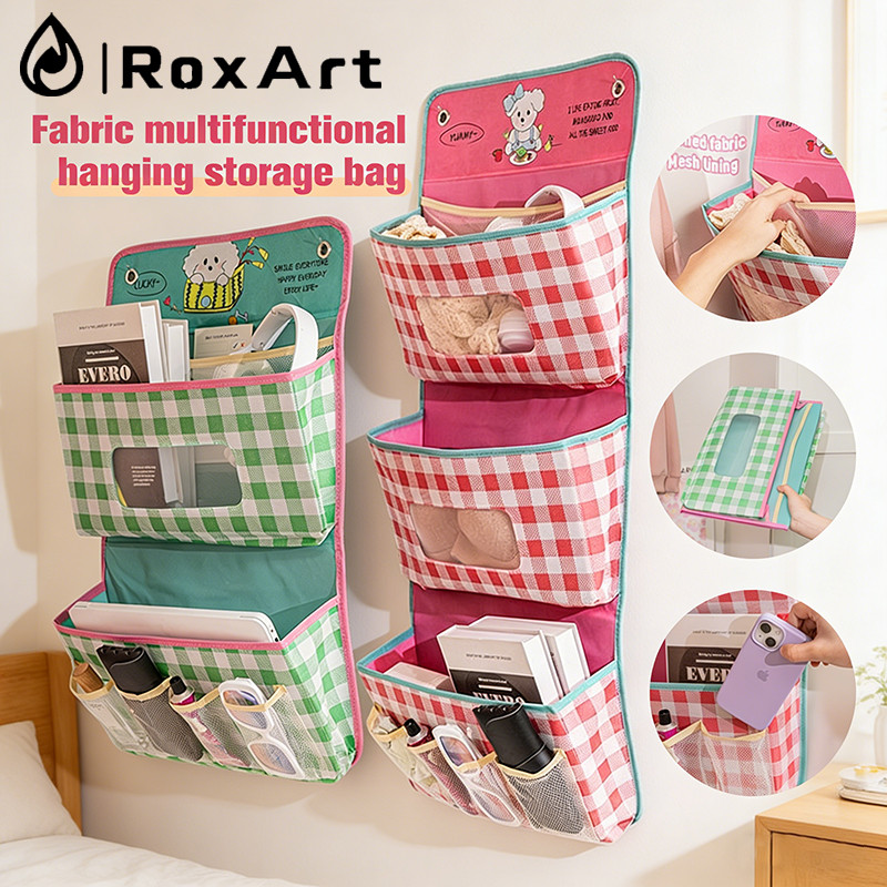 Roxartmall เก็บกระเป๋าแขวน 2-3 ชั้น การจัดเก็บของใช้ในครัวเรือน สำหรับชุดชั้นใน ถุงเท้า พับเก็บได้ ไม่ต้องเจาะผนัง