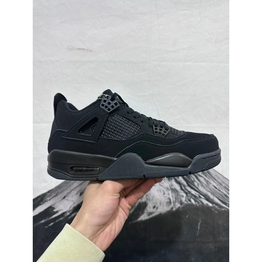 Nike Suede Union LA x Air Jordan 4 AJ4 Toro Bravo รองเท้าบาสเก็ตบอล Black Cat Commuter High Retro รอ